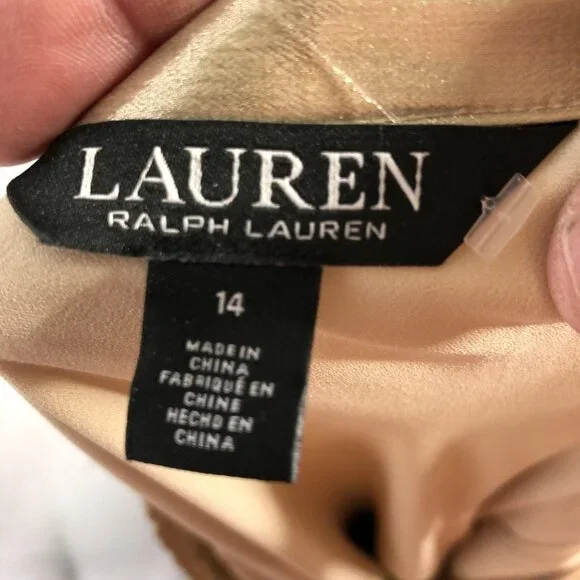 Lauren Ralph Lauren Skirt Womens 14 Gold Metallic Pleated Midi Party Formal - Picture 7 of 16